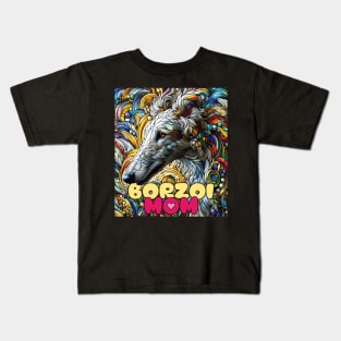 Borzoi mom, stained glass. I love borzois. Kids T-Shirt